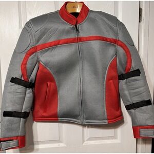 XElement Jacket Men Large Gray Red Motorcycle Gear Padded Armor Protector Bomber